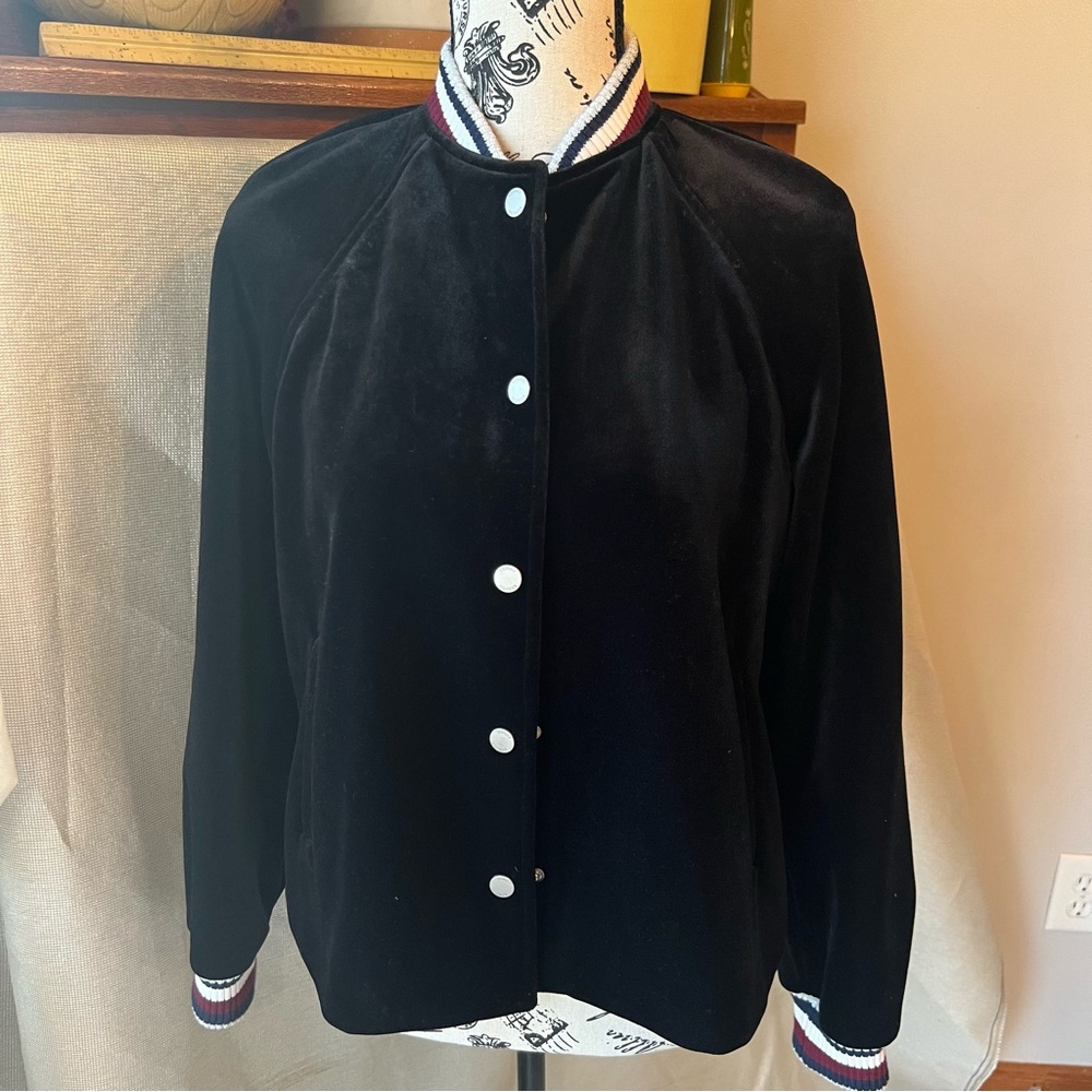 Tommy Hilfiger Black Velvet Bomber Jacket